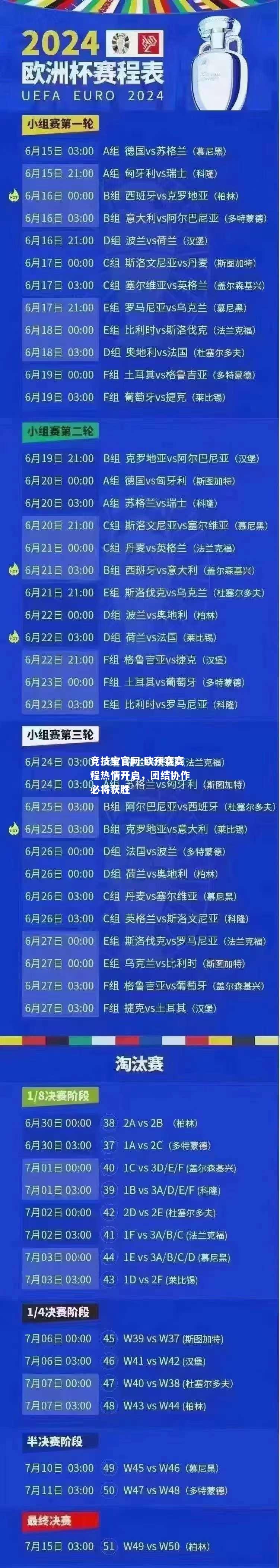 欧预赛赛程热情开启，团结协作必将获胜